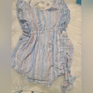 Gap Baby Blue Striped Romper